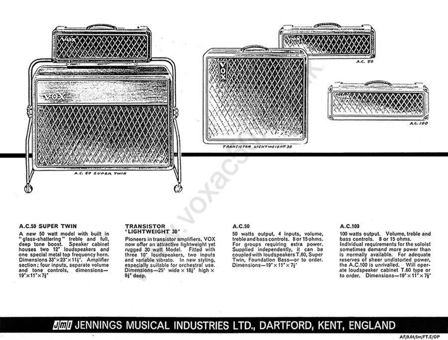 Vox advert for the AC50 from autumn 1964