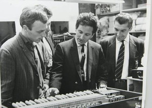 Lonnie Donegan at the Vox factory, Dartford