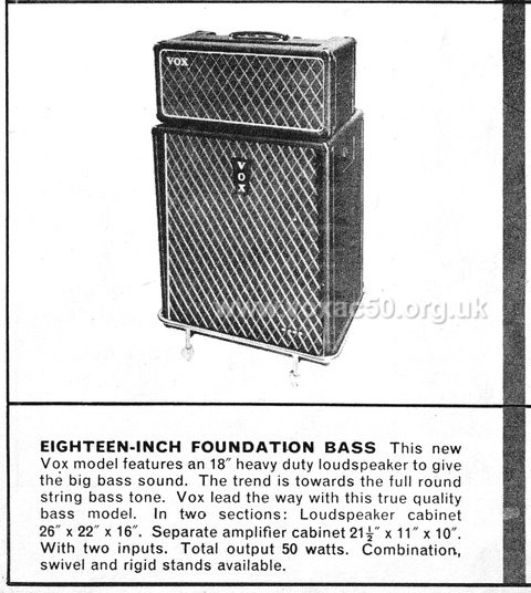 Vox advert for the AC50 amplifier, late 1964