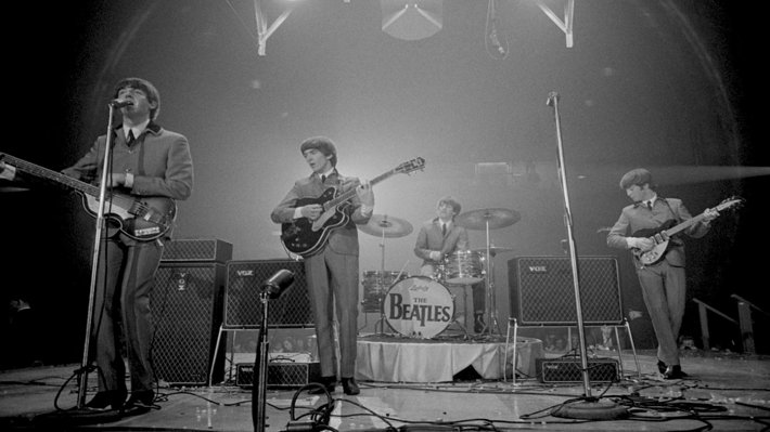 The Beatles at the Washington Coliseum, February 1964, the AC50s on stage