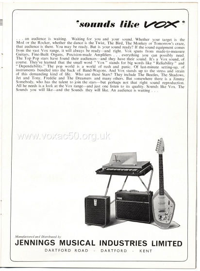 Beat Monthly magazine, 1963, volume 7, Vox advert