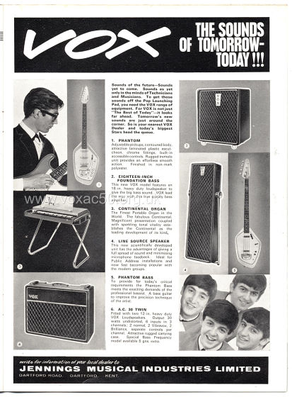 Beat Monthly magazine, 1964, volume 9, Vox advert