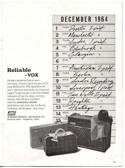 Beat Monthly magazine, 1965, volume 21, Vox advert