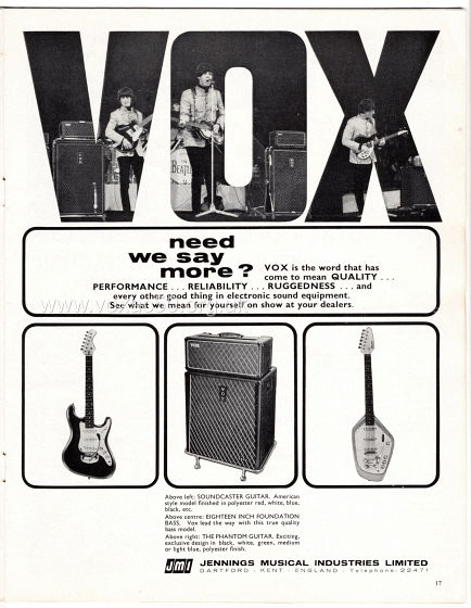 Beat Monthly magazine, 1965, volume 28, Vox advert