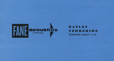 Fane speaker catalogue, 1960s