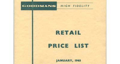 Goodmans speaker retail pricelist, January 1963