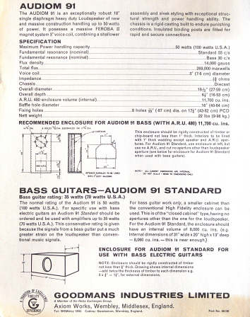 Goodmans speaker flyer, 1964