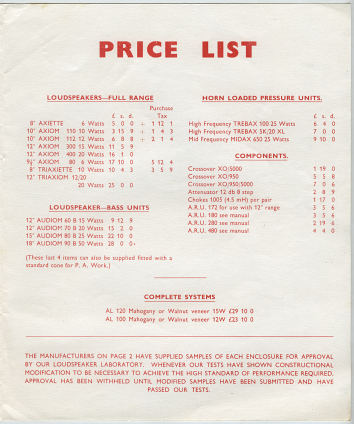 Goodmans speaker catalogue, 1961